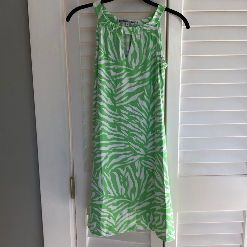 LIME GREEN ZEBRA PRINT DRESS